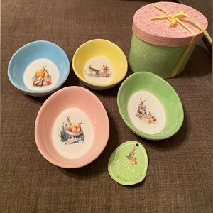 Vintage Williams-Sonoma Easter Bunny Ramekins Egg Shaped Ceramic Bowls in Box